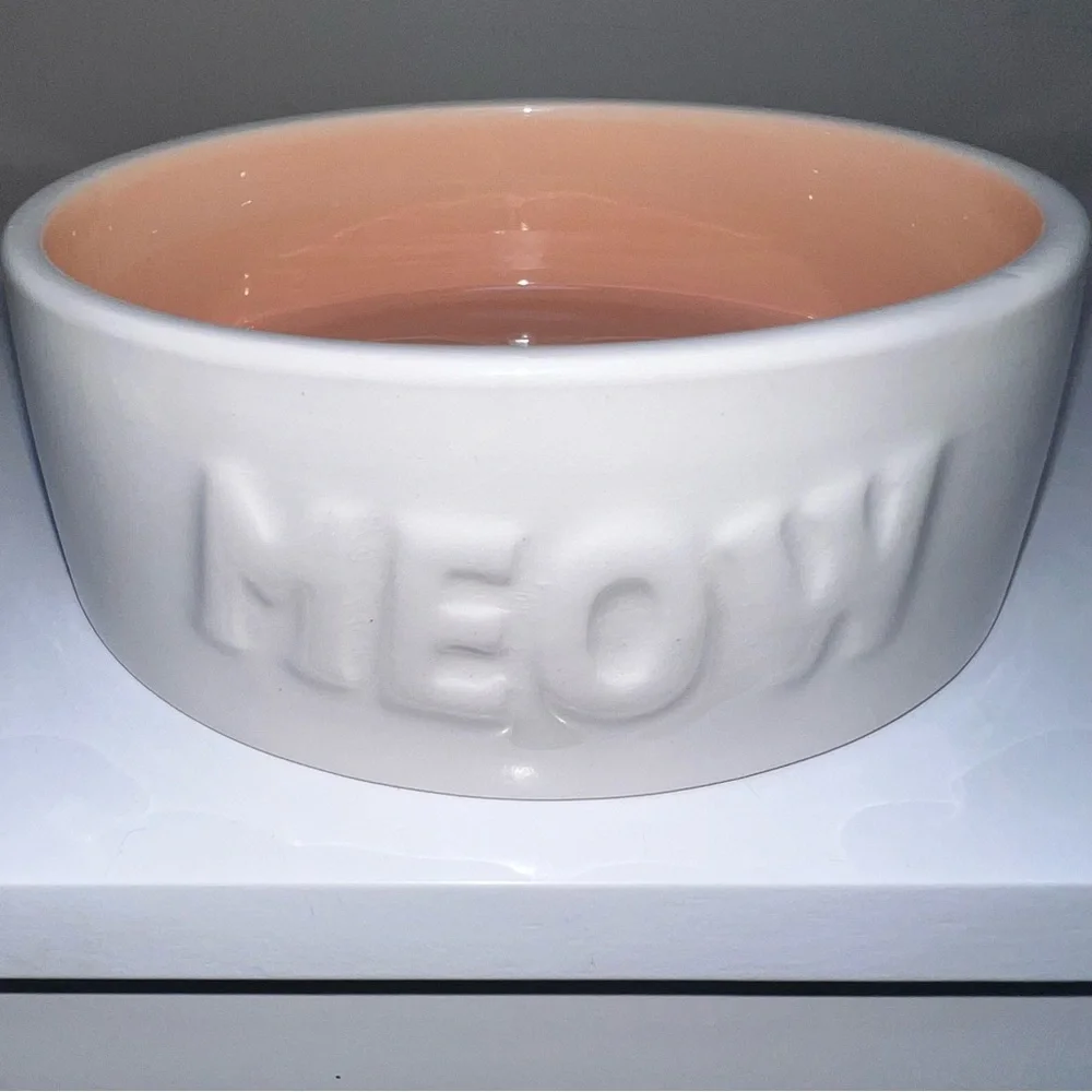 Ceramic Cat Bowl 'I Meow You' Text